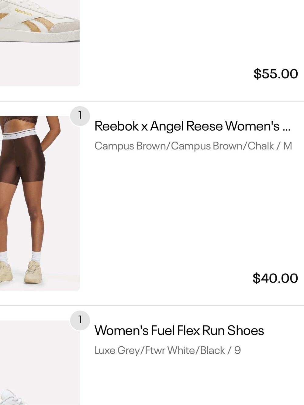 Reebok Brown Athletic Bike Shorts and Crop Tank Set - Picture 2 of 3